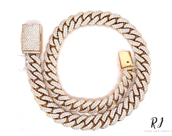 14mm Moissanite Diamond Cuban Chain: Iced Out Hip Hop Rapper Chain