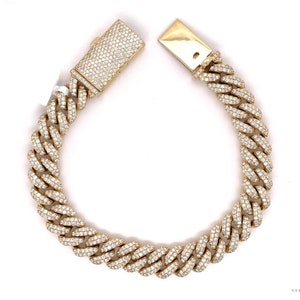 Bracciale a maglie cubane in moissanite da 10,5 mm: catena in argento sterling ghiacciato