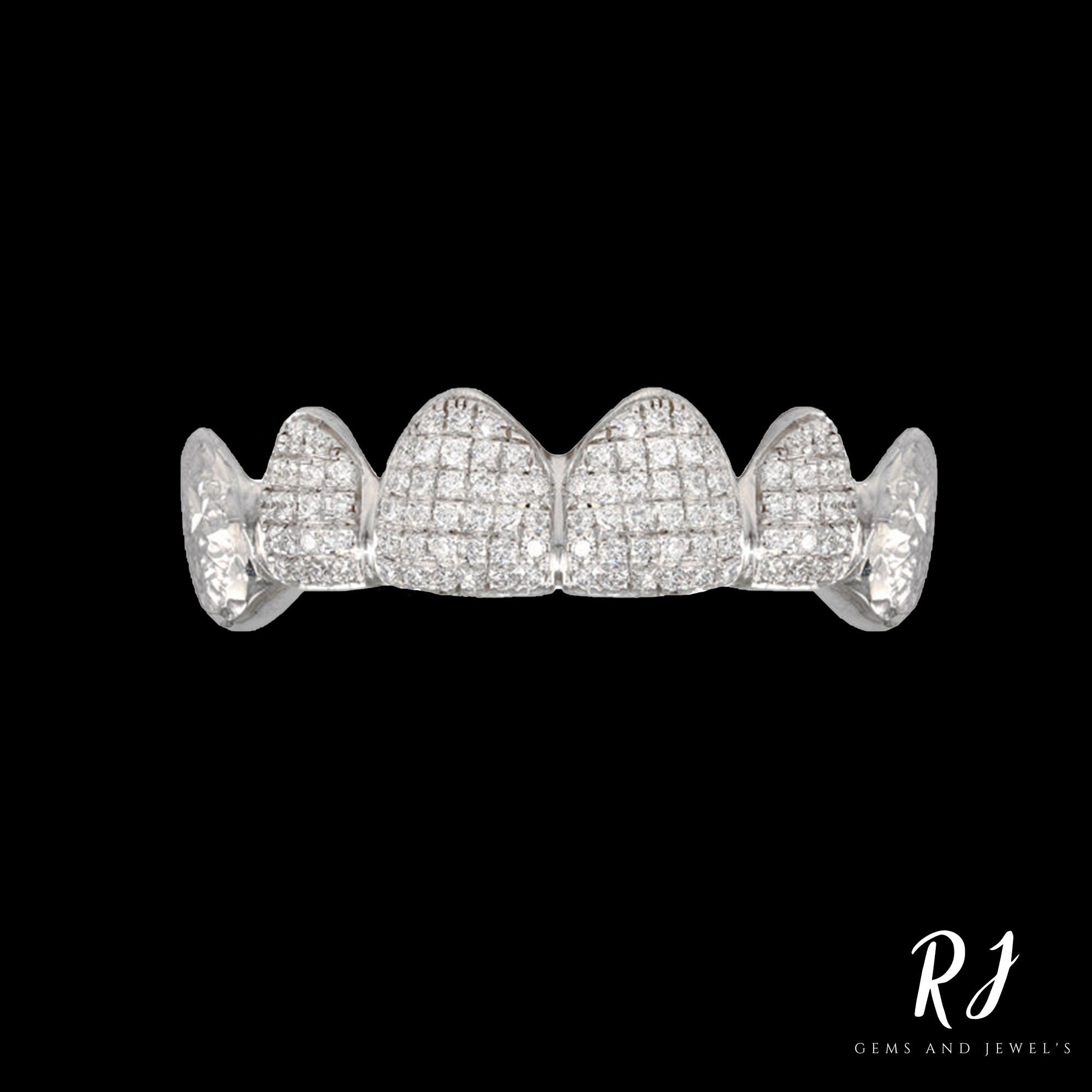 VVS AAA+ Moissanite Grillz, 6 top & 6 Botton Moissanite Grills, Custom Made Full Set Fully Iced Out Grillz, 925 Sterling Silver