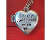 I Carry Your Heart With Me Locket Necklace Heart Locket Necklace Antique Silver Locket Necklace