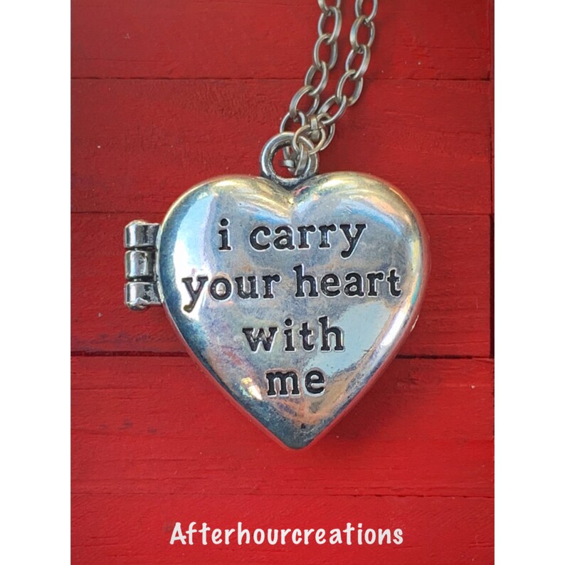 I Carry Your Heart With Me Locket Necklace Heart Locket Etsy