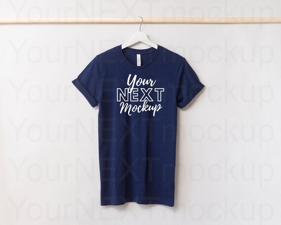 Download Navy Bella Canvas 3001 T Shirt Mockup T Shirt On A Hanger Etsy