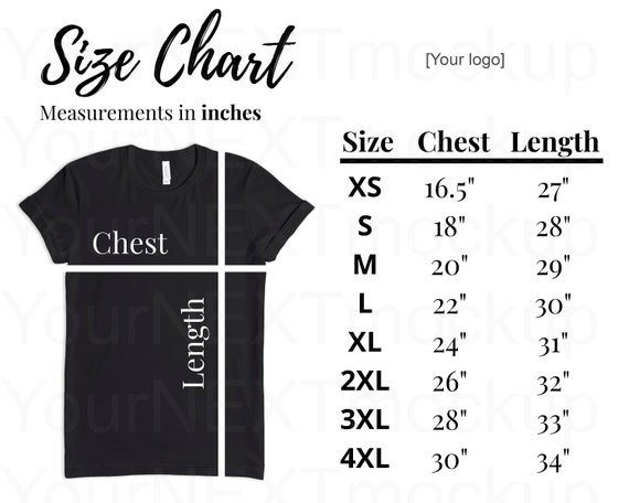 bella canvas measurements