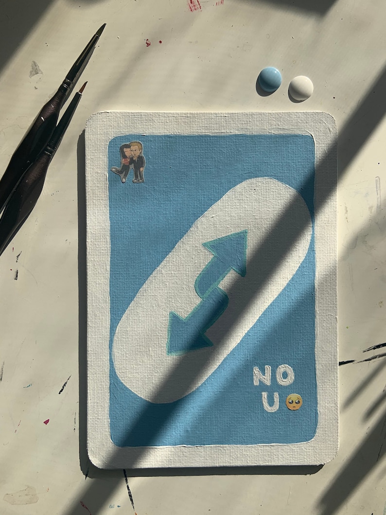 uno reverse card acrylic painting etsy