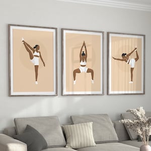 Black woman illustration | Yoga print | Set of 3 |  | Home decor  | House print | African woman| Above bed  | Relaxation piece | canvas art