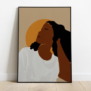 PRINTED & SHIPPED | Boho Wall Art | Black art | Black woman art | African American Art | Black Girl Art | Woman Art Decor | Mid Century Art