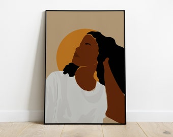 PRINTED & SHIPPED | Boho Wall Art | Black art | Black woman art | African American Art | Black Girl Art | Woman Art Decor | Mid Century Art