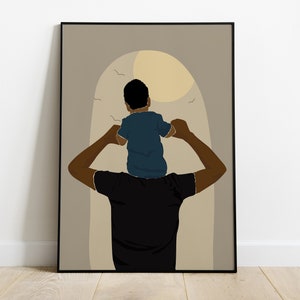 Father's Day gift | Black owned art | Black Father and son Boho art  | Gift for Dad | Dad and son Poster Print | Homecoming | Gift for Him