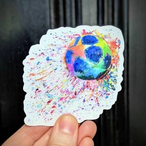 Colorful Soccer Clear Vinyl Stickers | Soccer Stickers Waterproof Stickers | Soccer Ball Waterbottle Sticker