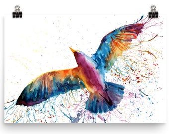 Soaring Bird Watercolor Prints and Greeting Cards