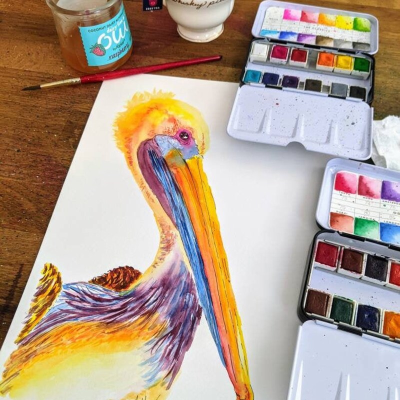 Pelican Watercolor - Etsy