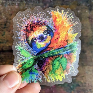 Colorful Sloth Clear Vinyl Stickers