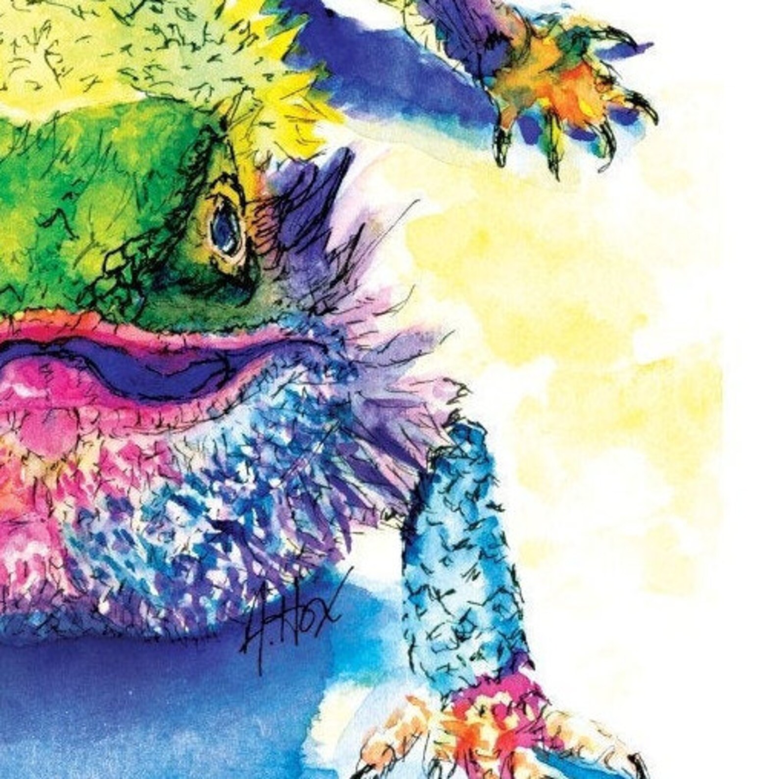 Cute Bearded Dragon Watercolor Print Colorful Kids Room - Etsy