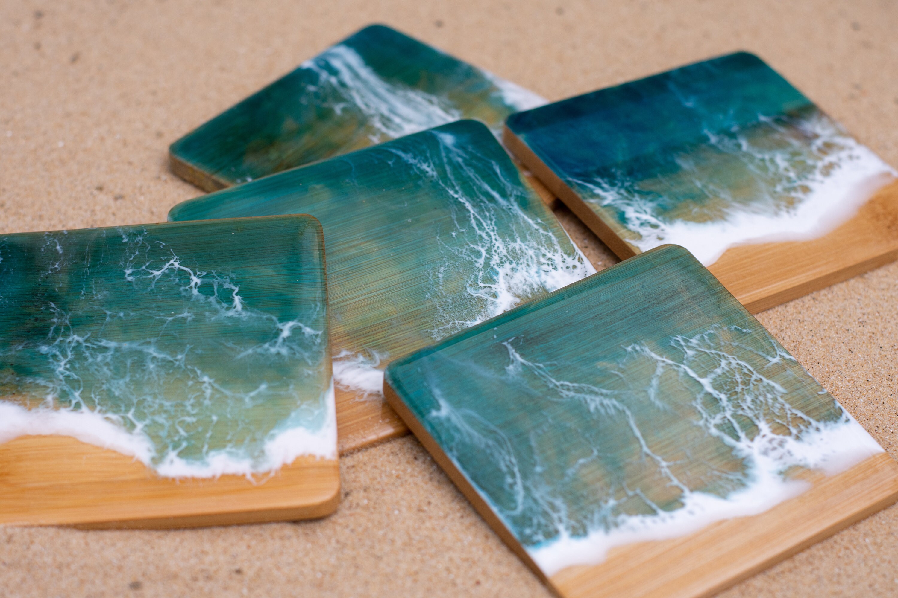 Ocean Resin Coaster Individual or Set of 4 Etsy UK
