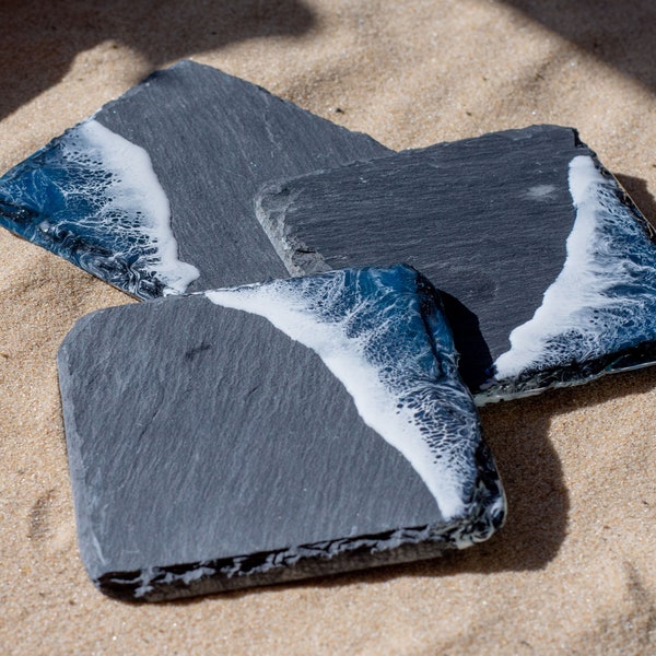 Ocean Resin Coaster Slate - Individual or set of 4