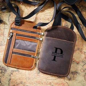 Titular del pasaporte de cuero, billetera de cuero personalizada, billetera de identificación grabada personalizada, regalo del padre, regalo de Navidad, regalo del padrino para él