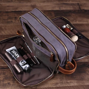 Beauty case da viaggio in tela cerata impermeabile, beauty case, organizer da barba da viaggio