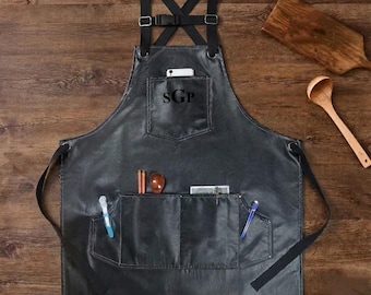 Personalisierte wasserdichte PU-Schürze, individuell gravierte Lederschürze