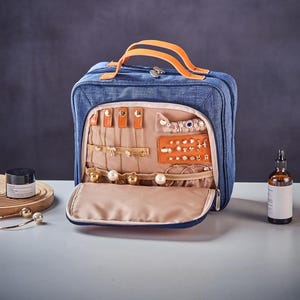 Personalisierte hängende Kulturtasche für Frauen, Reise-Make-up-Tasche, Kosmetiktasche mit Schmuck-Organizer-Fach, Geschenk für Sie