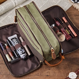 Cadeaux personnalisés pour garçons d'honneur, trousse de toilette personnalisée, trousse Dopp en toile cirée, trousse de rasage, cadeaux pour homme, cadeau de père pour lui