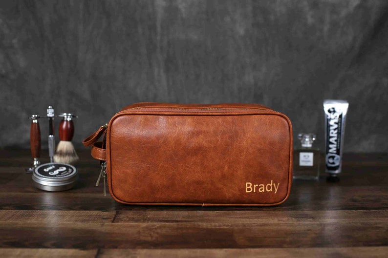 Personalized Toiletry Bag as a Groomsmen Proposal Non Alcoholic Gifts Ideas