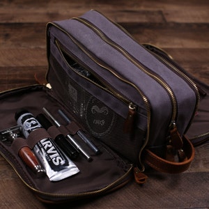 Cadeaux pour garçons d'honneur, trousse de toilette en toile cirée, trousse Dopp en toile imperméable, trousse de rasage, cadeau petit ami pour lui, cadeaux pour homme