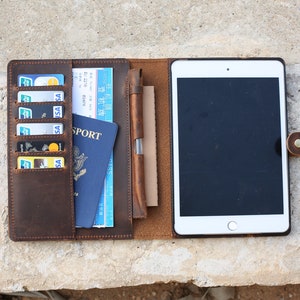Custom Monogramed Vintage Leather iPad Cover Leather iPad Case iPad ...