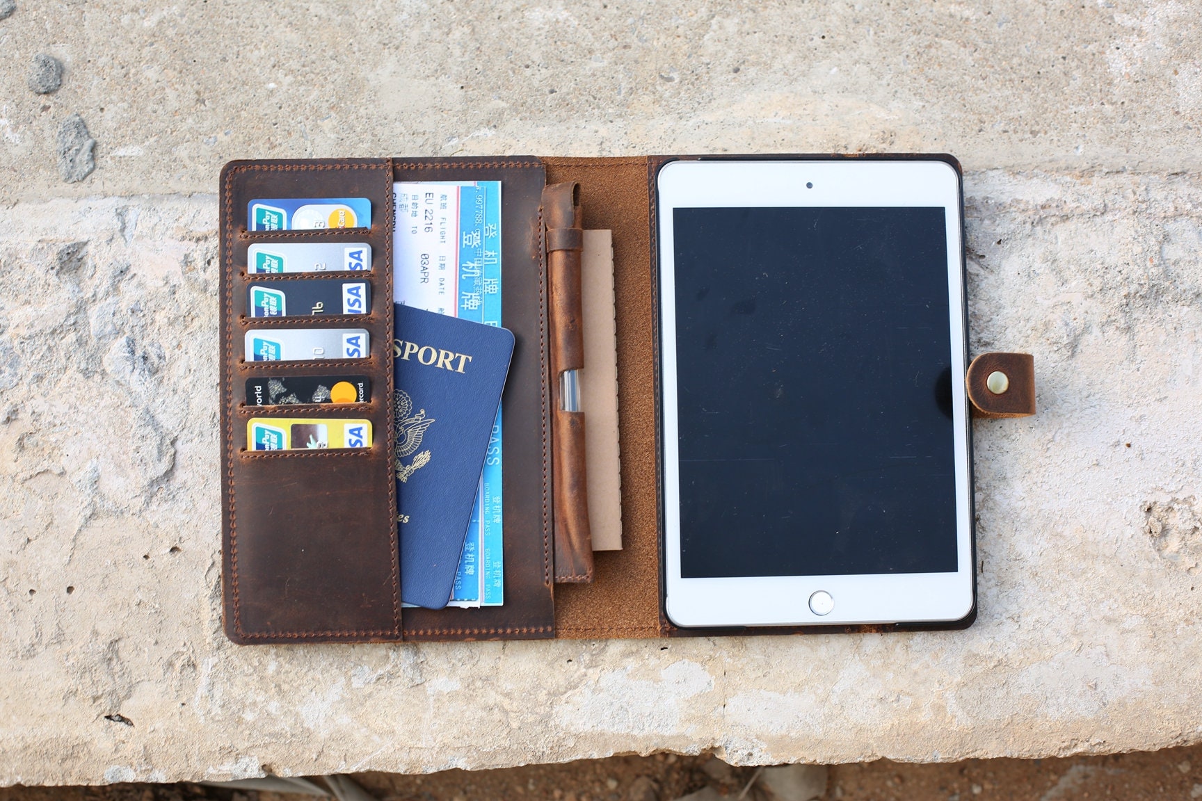 Personalized Vintage Leather Ipad Case Ipad Cover Leather Ipad Etsy