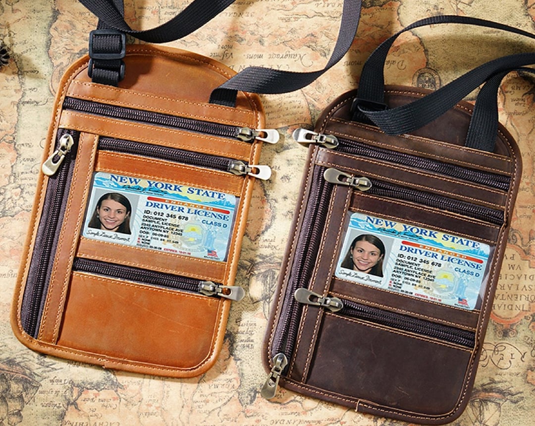 Personalized Leather Passport Wallet, RFID Blocking Money Wallet, Custom Engraved ID Holder