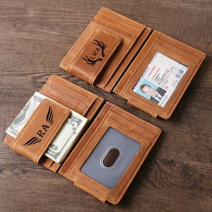 Bräutigam Geschenke, personalisierte Leder Geldklammer, Leder Geldclip, RFID Blocking Kartenhalter, Hochzeit Geschenk, Bester Mann Geschenk, Papa Geschenk