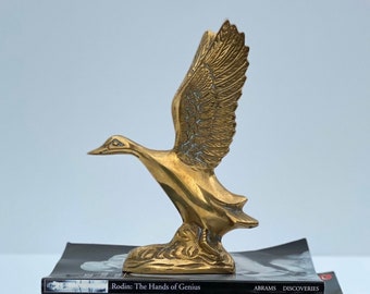 Vintage Brass Bird Figurine. Vintage Brass Duck Collection. Old Brass Duck Figurine. Flying Brass Duck Home Decor. Hunting Lodge Decor.
