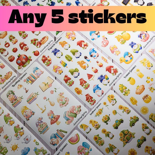 Any 5 Stickers, Sticker Bundle, Choose your own stickers, planner stickers, journal stickers, scrapbook stickers