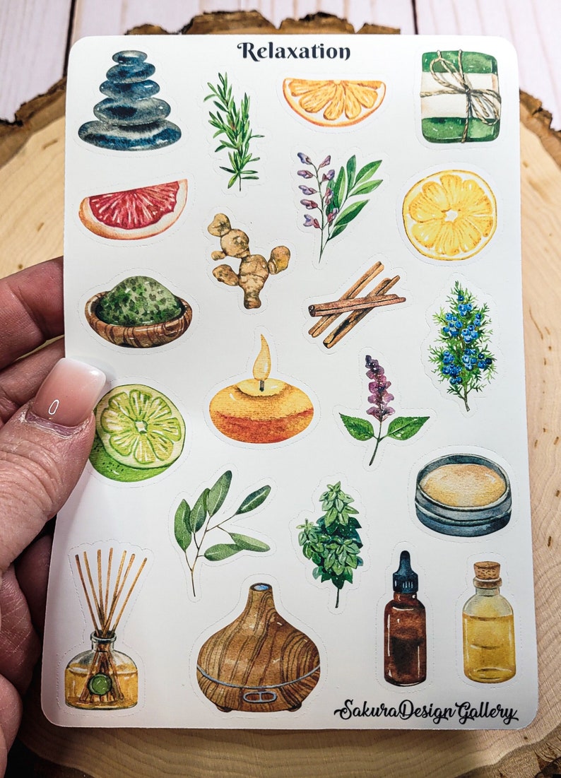 Relaxation Sticker Sheet, Self-care Stickers, Aromatherapy Stickers ...