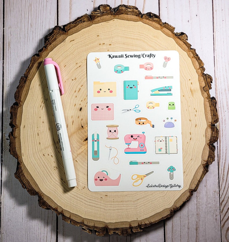Kawaii Sewing Sticker Sheet, Cute Crafting Stickers, Craft and Sewing ...