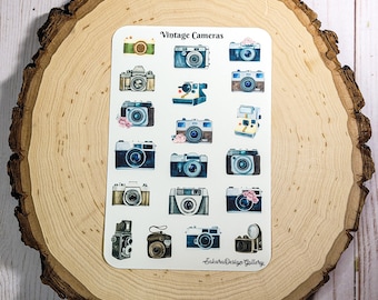 Vintage Cameras Sticker Sheet, Camera Stickers, Vintage Photography Stickers, Journal Stickers, Scrapbook Stickers, Planner Stickers