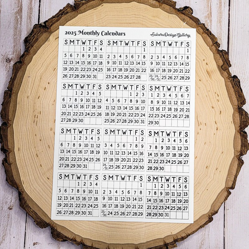 2025 Calendar Months Stickers Etsy