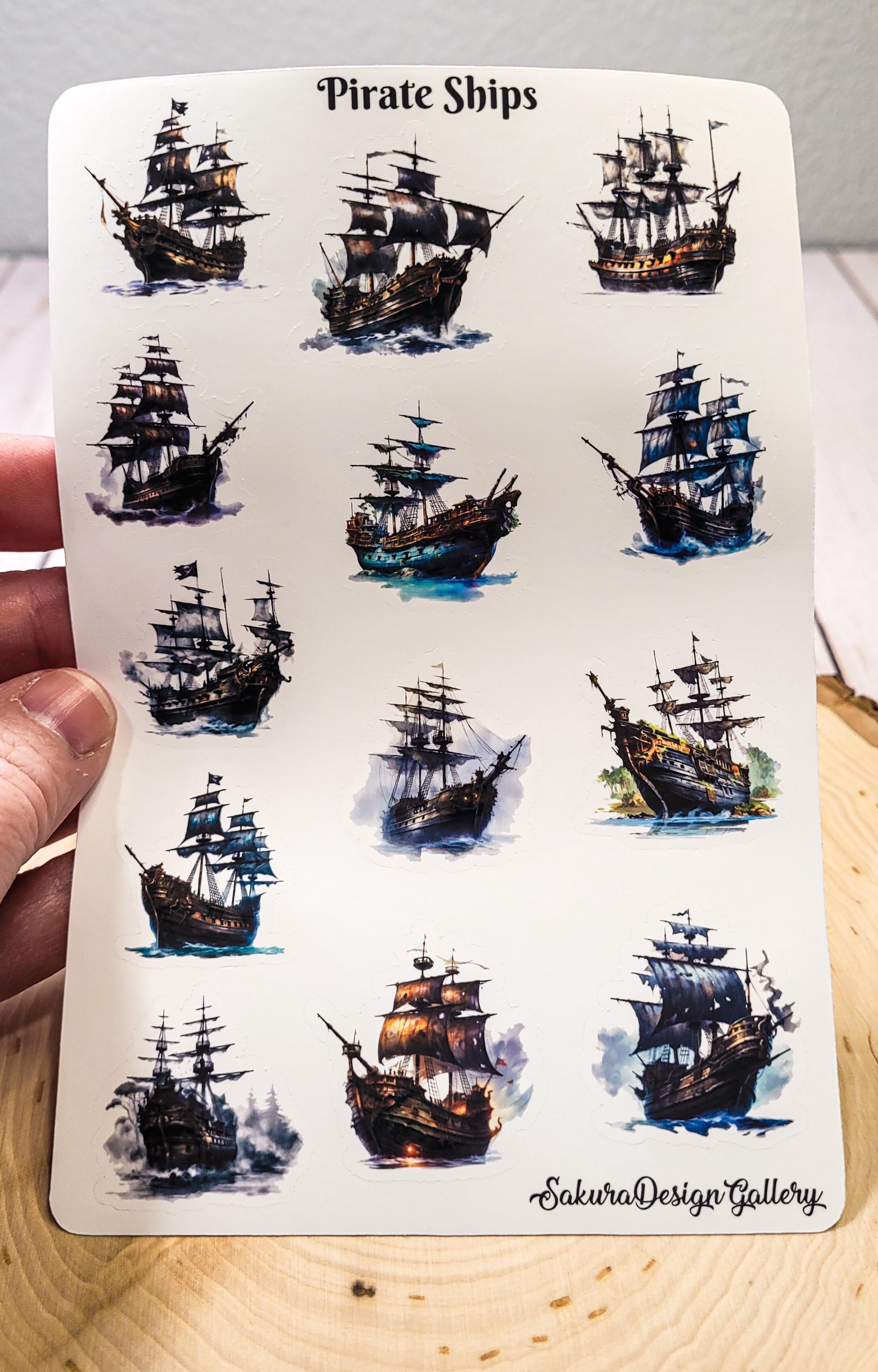 Pirate Ship Sticker Sheet, Journal Stickers, Scrapbook Stickers ...