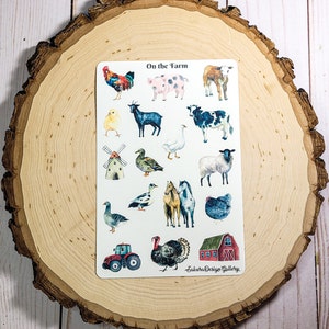 On the Farm Sticker Sheet, Farm Animal Stickers, Farm Life, Journal Stickers, Scrapbook Stickers, Planner Stickers