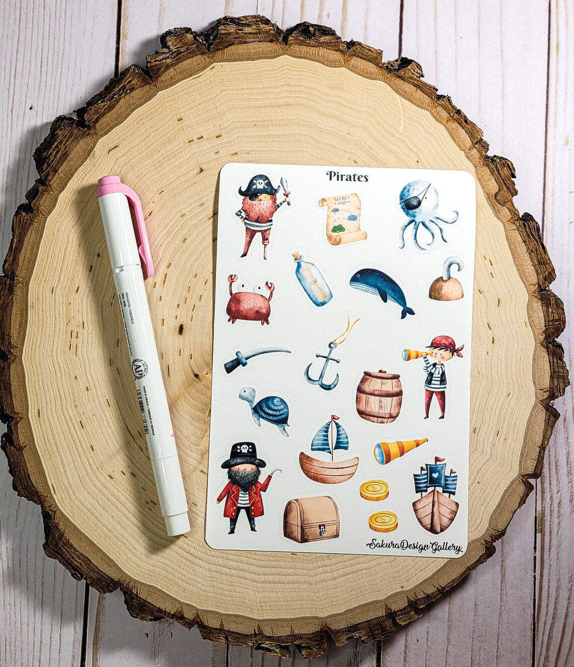 Pirate Sticker Sheet, Pirate Ship Stickers, Kids Stickers, Journal ...