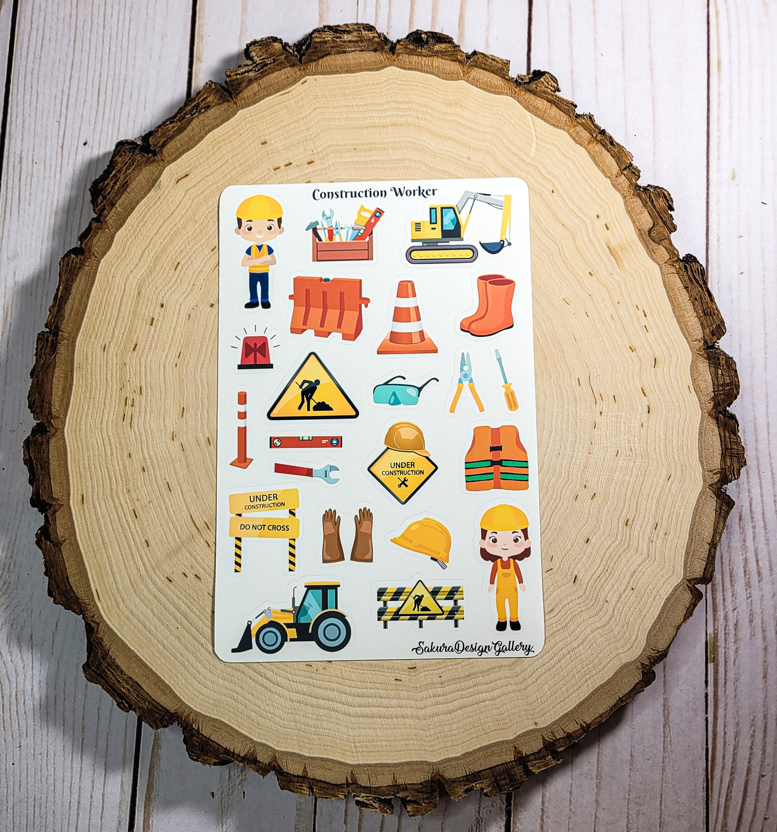 Construction Worker Sticker Sheet, Construction Stickers, Journal ...