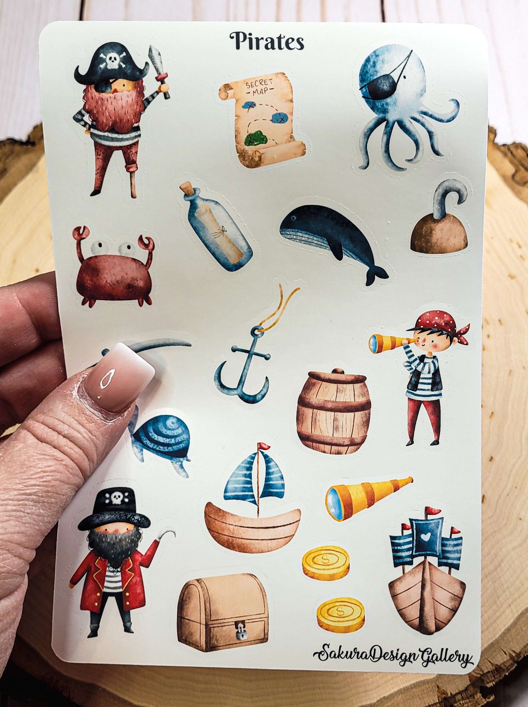 Pirate Sticker Sheet, Pirate Ship Stickers, Kids Stickers, Journal ...