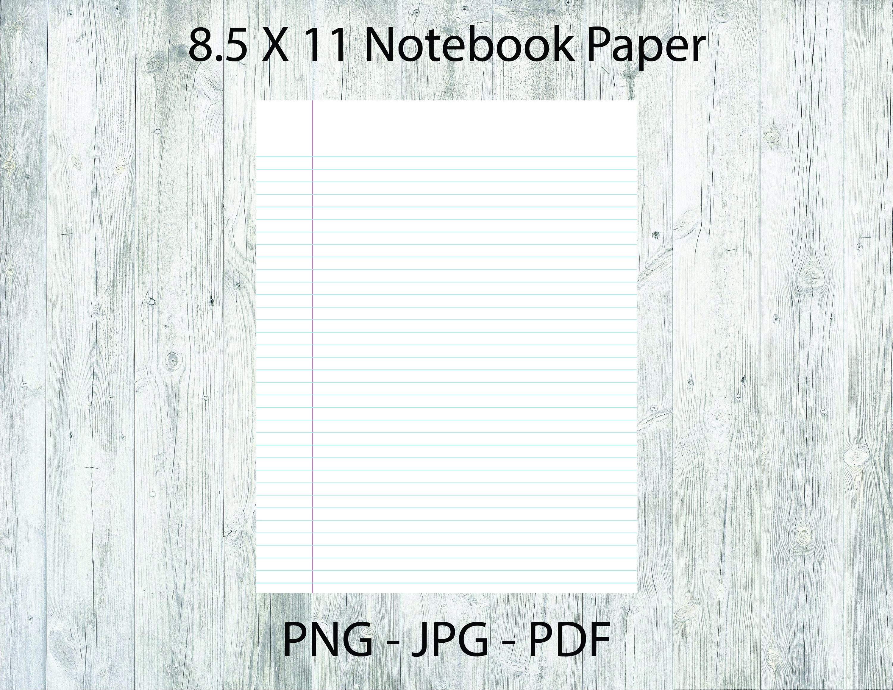 Printable Lined Notebook Paper 8.5 X 11 - Etsy