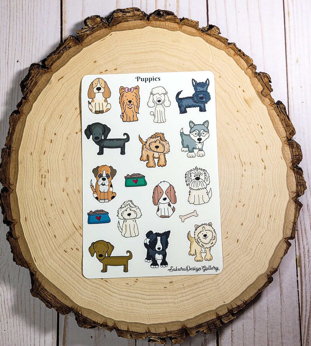 Puppy Sticker Sheet, Cute Animal Stickers, Dog Lovers, Journal Stickers ...