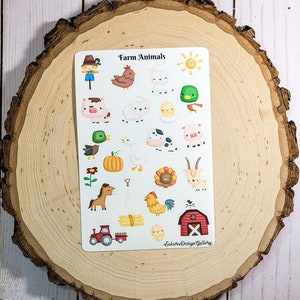 Farm Animals Sticker Sheet, Farm Stickers, Animal Stickers, Journal Stickers, Scrapbook Stickers, Planner Stickers