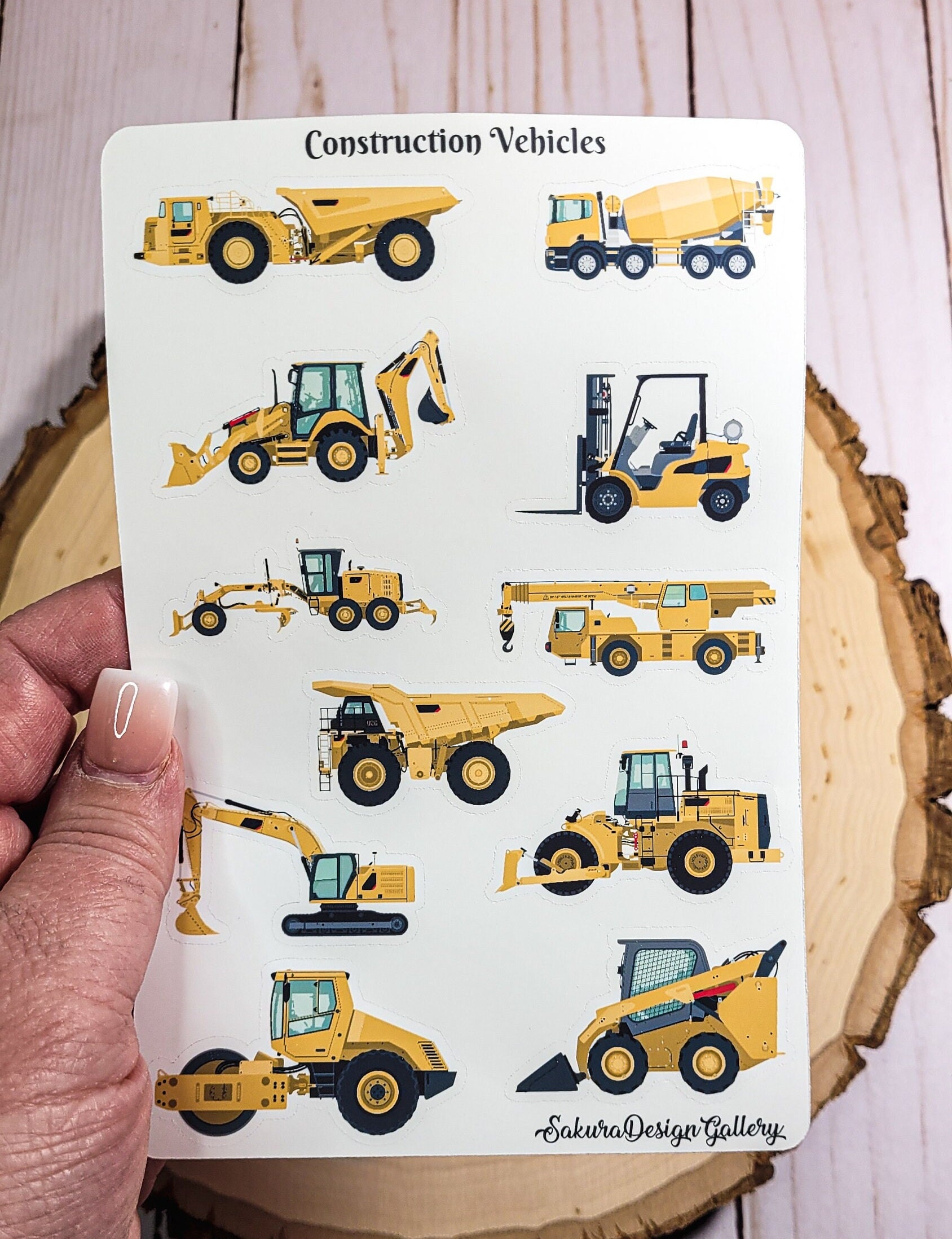 Construction Vehicles Sticker Sheet, Big Machine Stickers ...