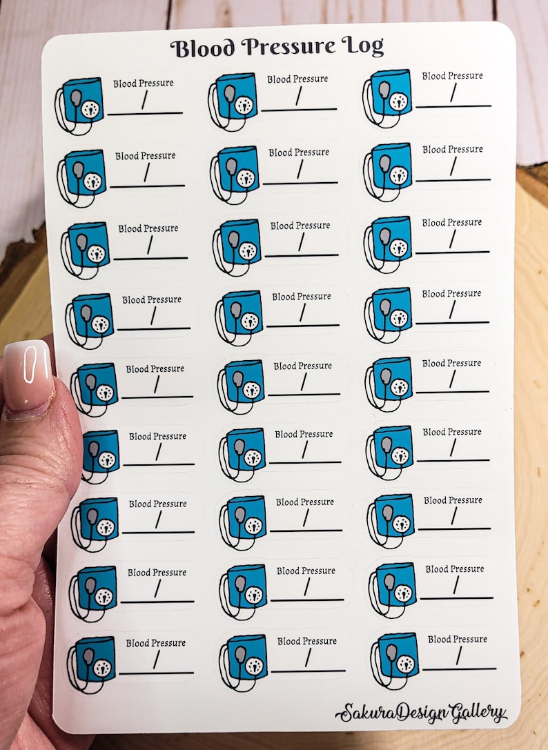 Blood Pressure Log Sticker Sheet, Medical Stickers, Record Keeping ...