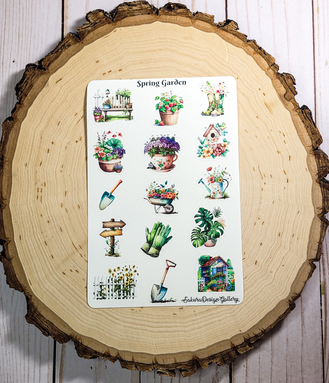 Spring Garden Sticker Sheet, Plants and Flower Stickers, Gardener Gift ...