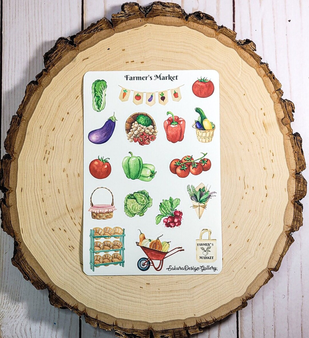 Farmer's Market Sticker Sheet, Fruit and Vegetable Stickers, Farm Life ...