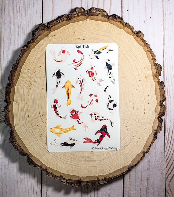 Koi Fish Sticker Sheet, Japanese Koi Fish Stickers, Journal Stickers, Scrapbook Stickers, Planner Stickers