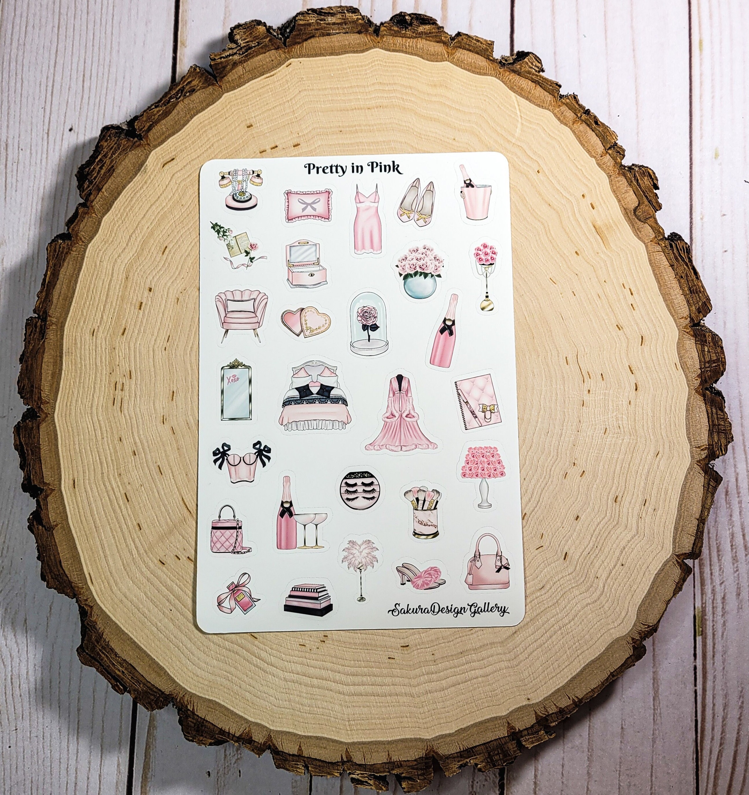 Pretty in Pink Sticker Sheet, French Style Stickers, Fashion Stickers ...